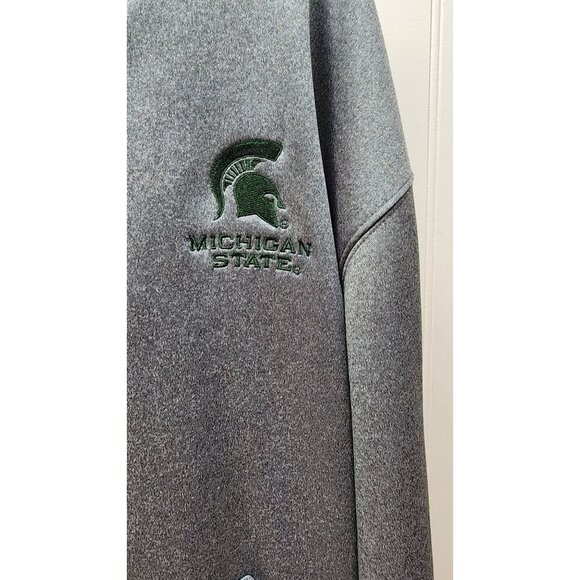 Michigan State Spartans Gray Full-Zip Hoodie With Embroidered Logo XL - Picture 2 of 11